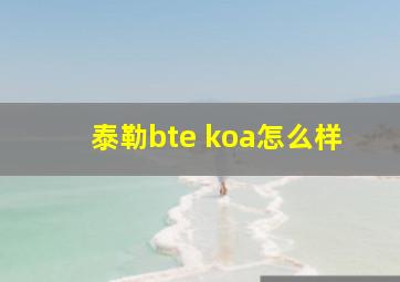 泰勒bte koa怎么样